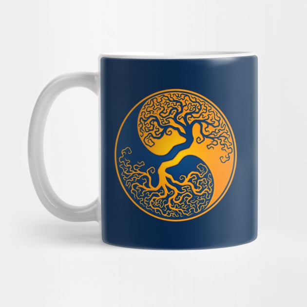 Yellow and Blue Tree of Life Yin Yang by jeffbartels